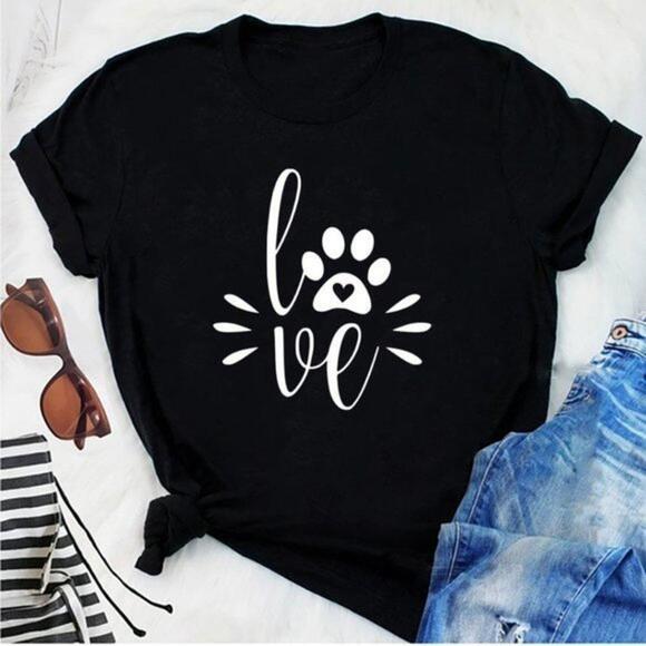 Other - Love Paw Doggie Heart Cute Pet Lover Retro Unisex T-Shirt